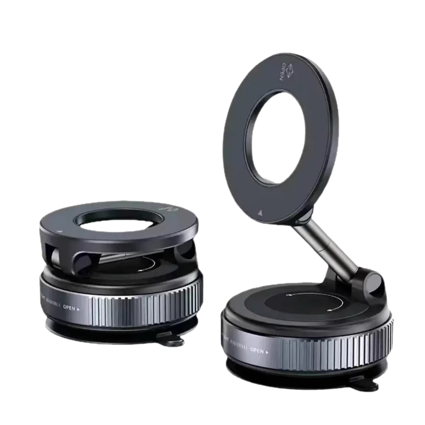 Dash-Mounted Magnetic Car Phone Holder with 360° Adjustable Arm and Strong Suction Cup