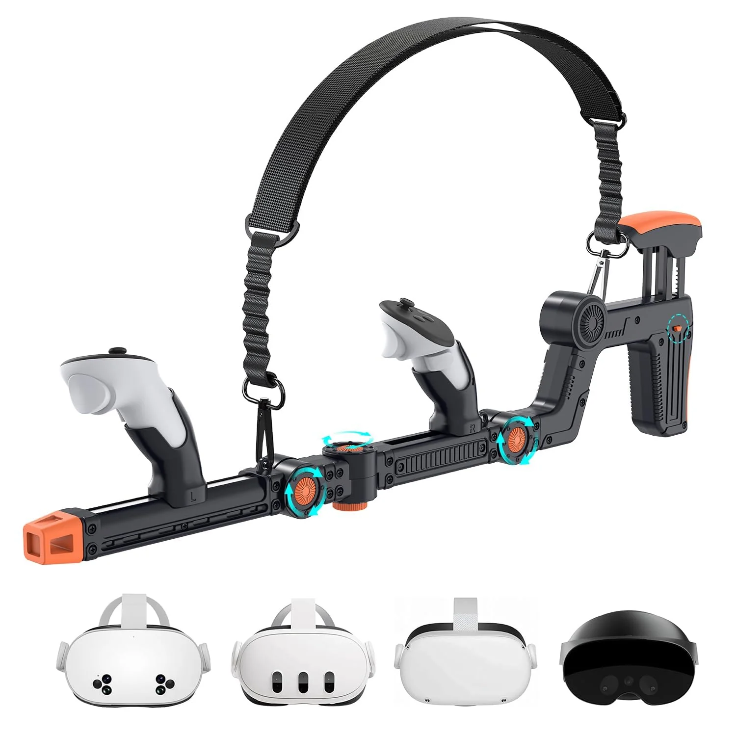 Virtual Reality Gunstock with Adjustable Shoulder Strap for Meta Quest 3/3S, Strong Ma