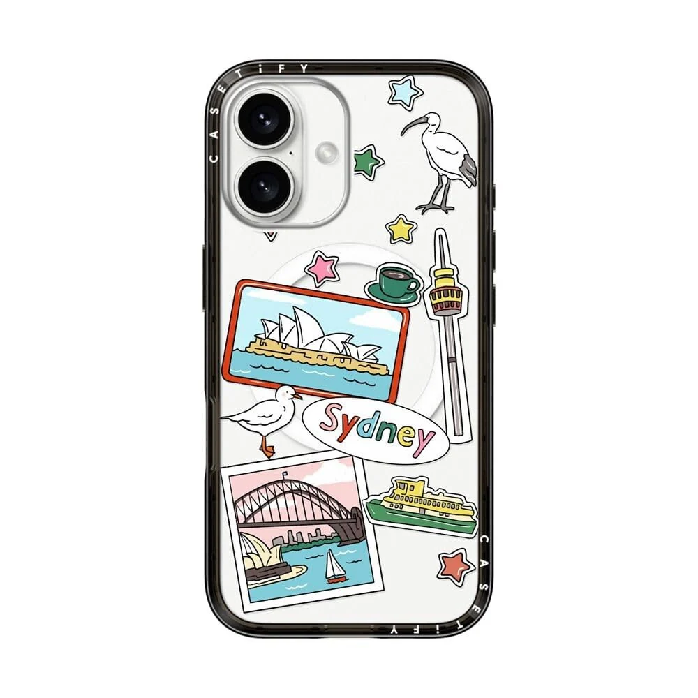 Slim Military Grade iPhone 16 Case with MagSafe & Camera Control, Sydney Stickers TPU 