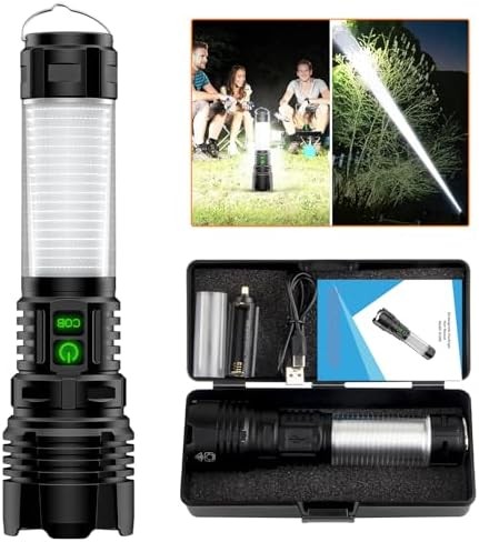 2-in-1 Rechargeable LED Flashlight and Lantern, 2000 Lumens Zoomable Waterproof Tactic