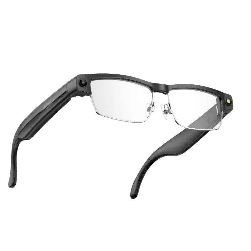 AI Translator Smart Glasses, Black Frame, 8MP Camera, Anti-Shake, Video Recording, Mus