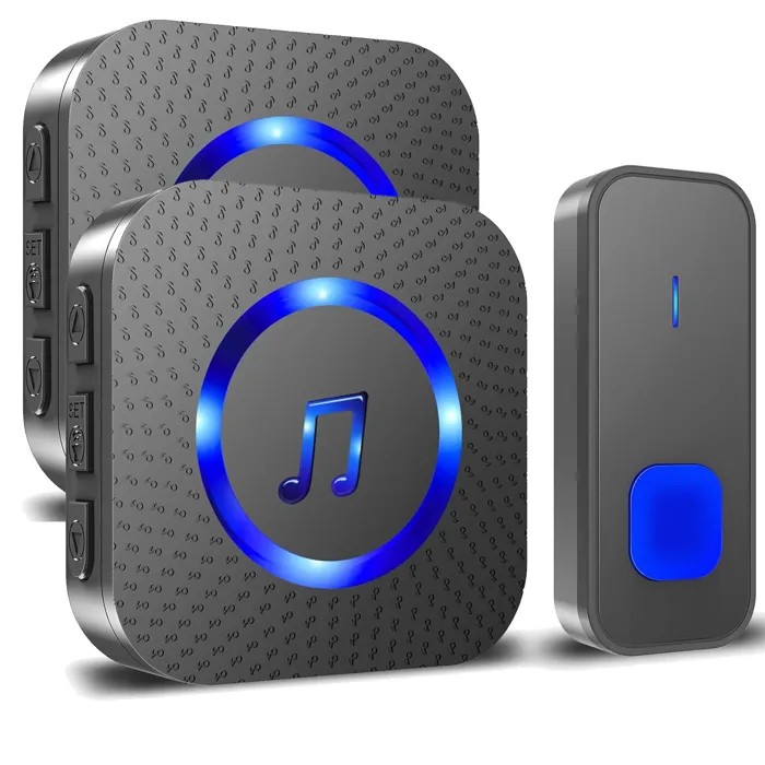 Wireless Doorbell 300M Range, 55 Melodies, 5 Volume Levels, Blue LED, 1 Transmitter + 