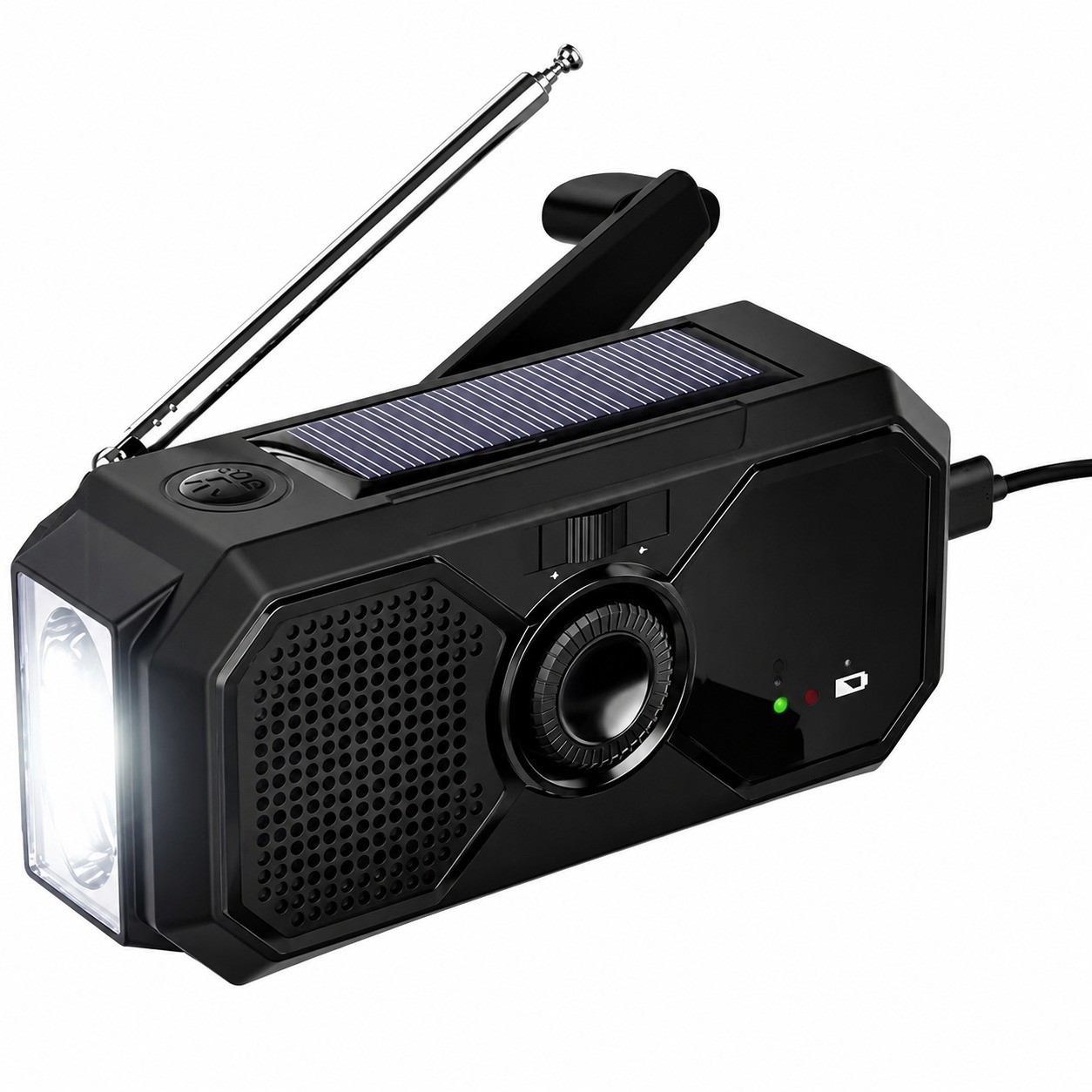 Portable Hand-Crank Solar Radio, AM/FM Rechargeable Dynamo, Survival Emergency, Hiking